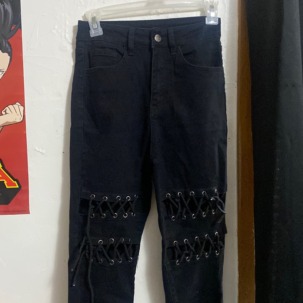 Shein xs black cut out jeans